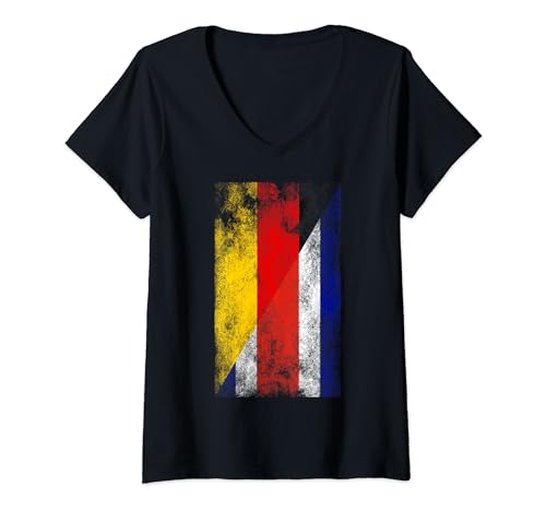 Damen Deutschland Costa Rica Flaggen - Deutsch Costa Rica T-Shirt mit V-Ausschnitt von Irreverent Tees