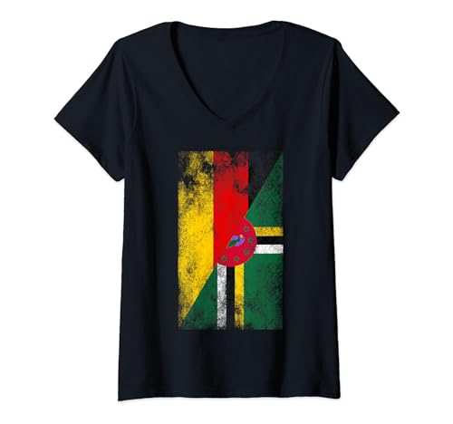 Damen Deutschland Dominica Flaggen - Deutsch Dominikaner T-Shirt mit V-Ausschnitt von Irreverent Tees
