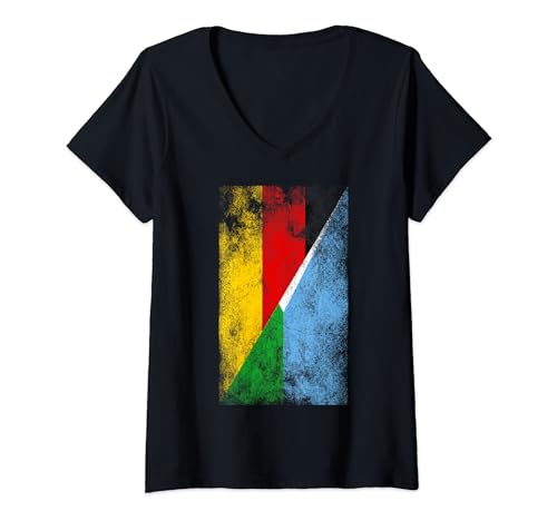 Damen Deutschland Dschibuti Flaggen - Deutsch Dschibutis T-Shirt mit V-Ausschnitt von Irreverent Tees