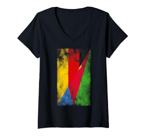 Damen Deutschland Eritrea Flaggen - Deutsch Eritrean T-Shirt mit V-Ausschnitt von Irreverent Tees