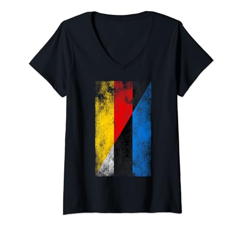 Damen Deutschland Estland Flaggen - Deutsch Estnisch T-Shirt mit V-Ausschnitt von Irreverent Tees