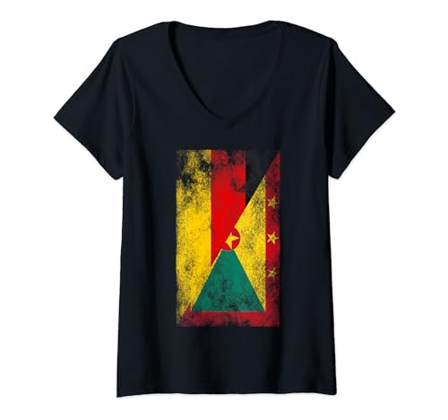 Damen Deutschland Grenada Flaggen - Deutsche Grenadier T-Shirt mit V-Ausschnitt von Irreverent Tees