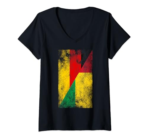 Damen Deutschland Guinea-Bissau Flaggen - Deutsch Bissau-Guinea T-Shirt mit V-Ausschnitt von Irreverent Tees