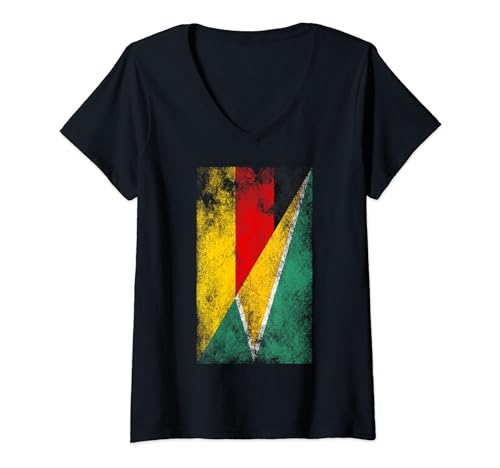 Damen Deutschland Guyana Flaggen - Deutsch-Guyanese T-Shirt mit V-Ausschnitt von Irreverent Tees