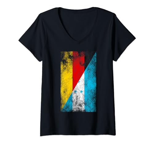 Damen Deutschland Honduras Flaggen - Deutsch Honduranisch T-Shirt mit V-Ausschnitt von Irreverent Tees