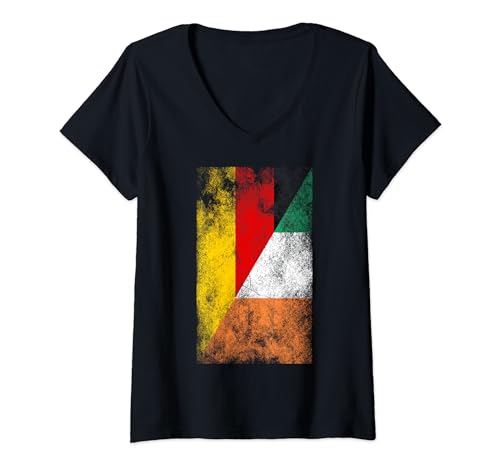 Damen Deutschland Irland Flaggen - Deutsch Irisch T-Shirt mit V-Ausschnitt von Irreverent Tees