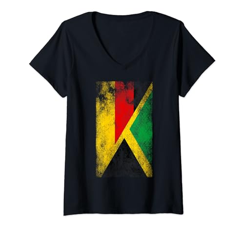 Damen Deutschland Jamaika Flaggen - Deutsch Jamaikanisch T-Shirt mit V-Ausschnitt von Irreverent Tees