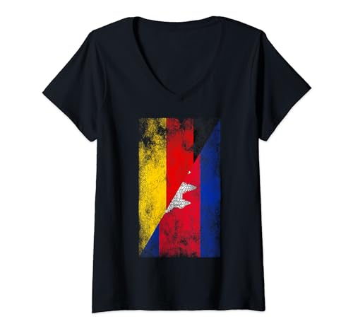 Damen Deutschland Kambodscha Flaggen - Deutsch Kambodscha T-Shirt mit V-Ausschnitt von Irreverent Tees