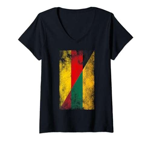 Damen Deutschland Litauen Flaggen - Deutsch Litauen T-Shirt mit V-Ausschnitt von Irreverent Tees