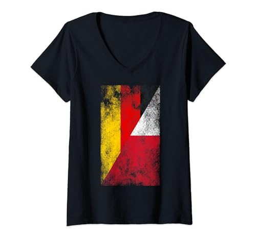 Damen Deutschland Malta Flaggen - Deutsch Malteser T-Shirt mit V-Ausschnitt von Irreverent Tees