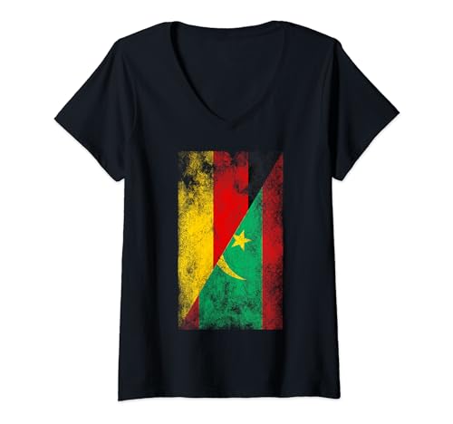 Damen Deutschland Mauretanien Flaggen - Deutsch Mauretanisch T-Shirt mit V-Ausschnitt von Irreverent Tees