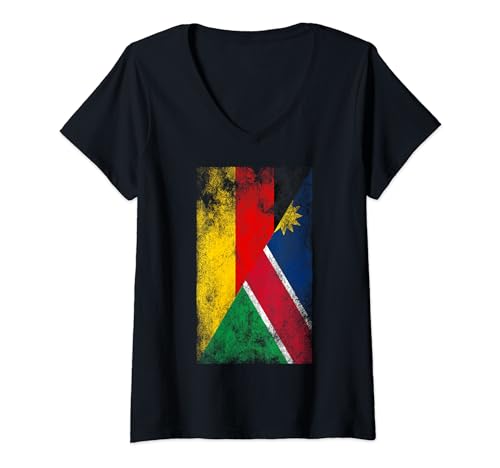 Damen Deutschland Namibia Flaggen - Deutsch Namibian T-Shirt mit V-Ausschnitt von Irreverent Tees