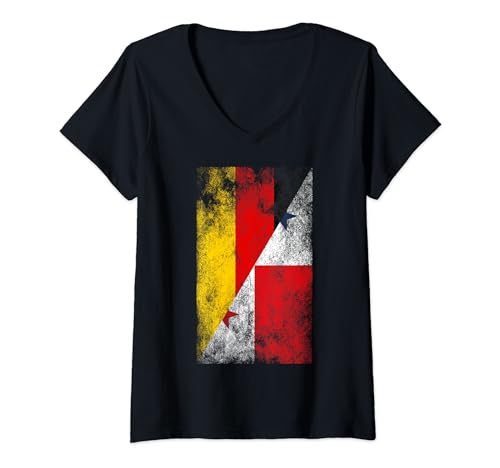 Damen Deutschland Panama Flaggen - Deutsch Panamaisch T-Shirt mit V-Ausschnitt von Irreverent Tees