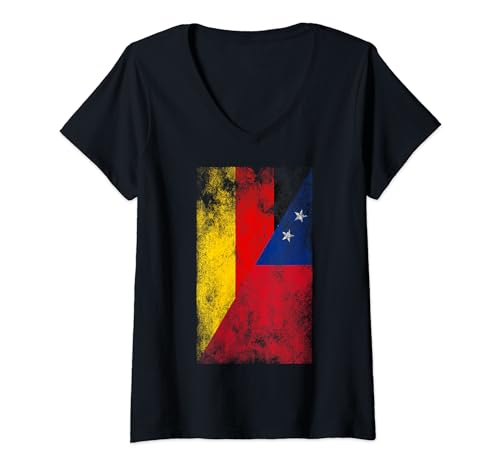 Damen Deutschland Samoa Flaggen - Deutsch-Samoan T-Shirt mit V-Ausschnitt von Irreverent Tees