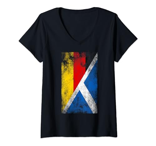 Damen Deutschland Schottland Flaggen - Deutscher Schottland, Schottisch T-Shirt mit V-Ausschnitt von Irreverent Tees