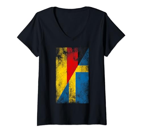 Damen Deutschland Schweden Flaggen - Deutsche Schwede T-Shirt mit V-Ausschnitt von Irreverent Tees