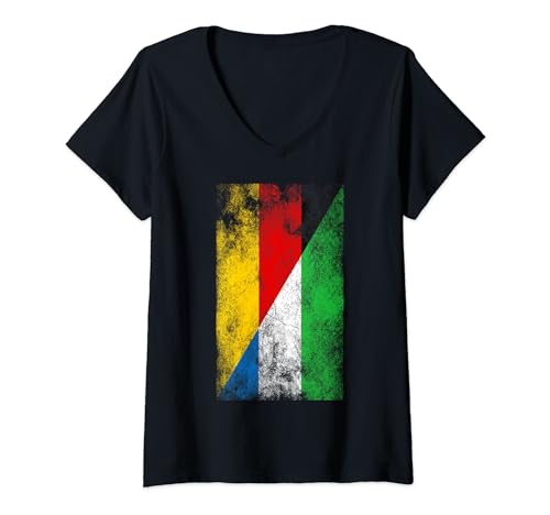 Damen Deutschland Sierra Leone Flaggen - Deutsche Sierra Leonean T-Shirt mit V-Ausschnitt von Irreverent Tees