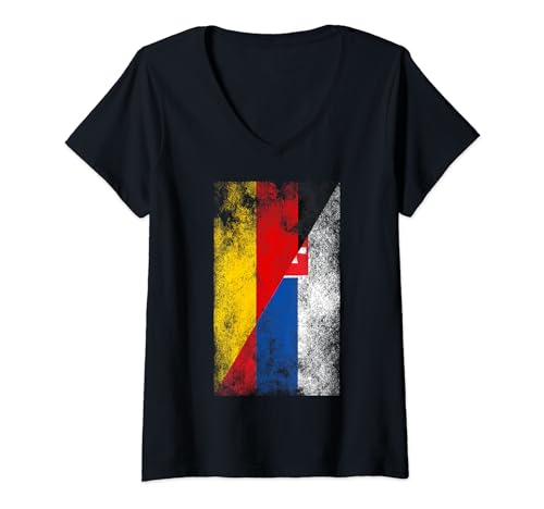 Damen Deutschland Slowakei Flaggen - Deutsch Slowakei T-Shirt mit V-Ausschnitt von Irreverent Tees