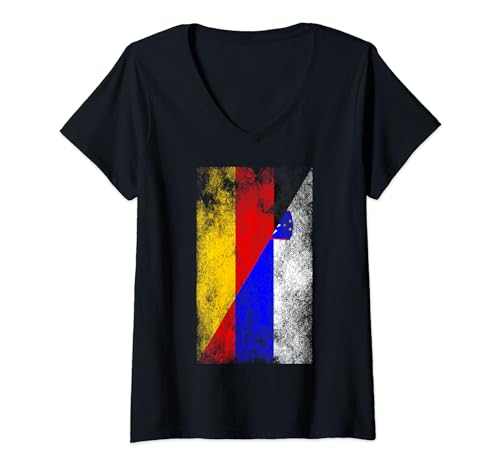 Damen Deutschland Slowenien Flaggen - Deutsch Slowenisch, Slowenisch T-Shirt mit V-Ausschnitt von Irreverent Tees