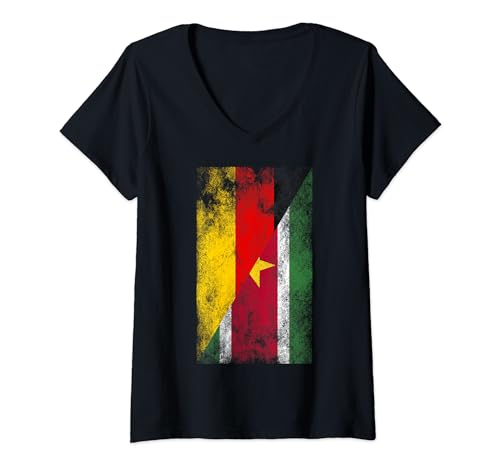 Damen Deutschland Suriname Flaggen - Deutsch Surinamisch T-Shirt mit V-Ausschnitt von Irreverent Tees