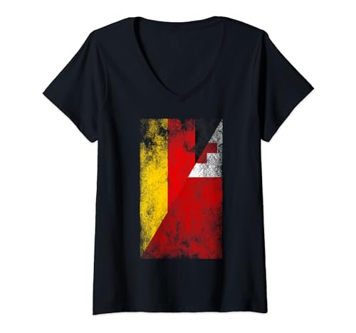 Damen Deutschland Tonga Flaggen - Deutsche Tongan T-Shirt mit V-Ausschnitt von Irreverent Tees