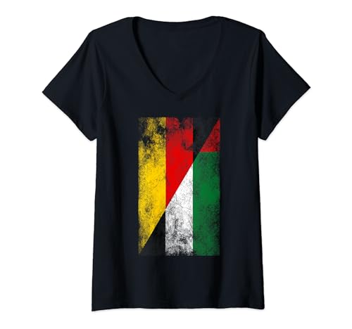 Damen Deutschland Vereinigte Arabische Emirate Flaggen - Deutsche Emirate T-Shirt mit V-Ausschnitt von Irreverent Tees