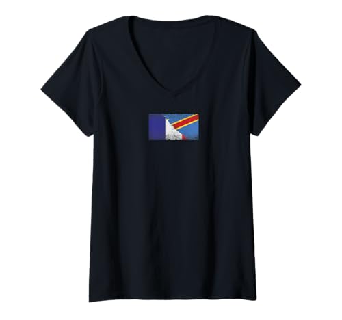 Damen Frankreich & Demokratische Republik Kongo - Französisch Kongo T-Shirt mit V-Ausschnitt Damen Frankreich & Demokratische Republik Kongo - Französisch Kongo T-Shirt mit V-Ausschnitt von Irreverent Tees