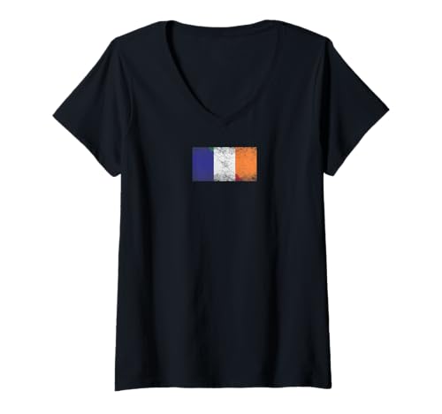 Damen Frankreich & Irland Flaggen - Französisch Irisch T-Shirt mit V-Ausschnitt Damen Frankreich & Irland Flaggen - Französisch Irisch T-Shirt mit V-Ausschnitt von Irreverent Tees