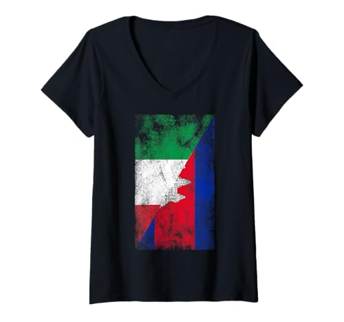 Damen Italien & Kambodscha Flaggen - Italienisch Kambodschan T-Shirt mit V-Ausschnitt von Irreverent Tees