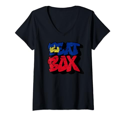 Damen Liechtenstein Beat Box - Liechtensteiner Beat Boxen T-Shirt mit V-Ausschnitt von Irreverent Tees