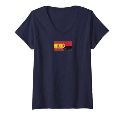 Damen Spanien & Angola Flaggen - Spanisch Angolan T-Shirt mit V-Ausschnitt von Irreverent Tees
