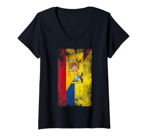 Damen Spanien & Ecuador Flaggen - Spanisch Ecuadorian T-Shirt mit V-Ausschnitt von Irreverent Tees