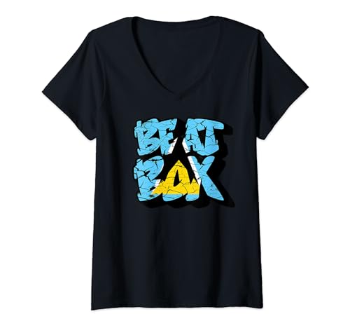 Damen St. Lucia Beat Box – St. Lucian Beat Boxen T-Shirt mit V-Ausschnitt von Irreverent Tees