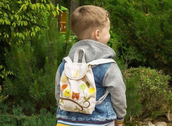 Handgemachter Kinderrucksack Junge Mädchen Kleiner Kindergartenrucksack Eule Rucksack von IrunToysGift