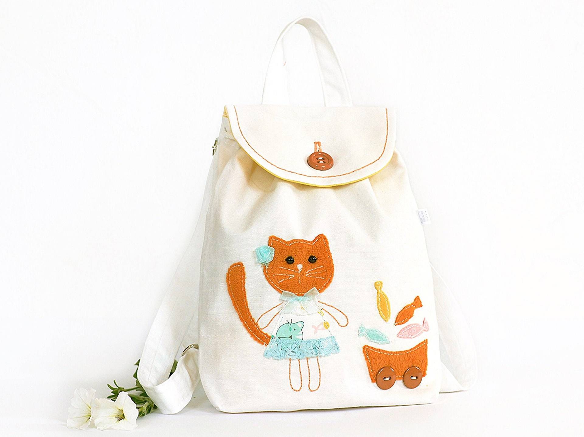 Kleiner Kleinkind Rucksack Mädchen Handmade Katzenrucksack Kindergartenrucksack von IrunToysGift