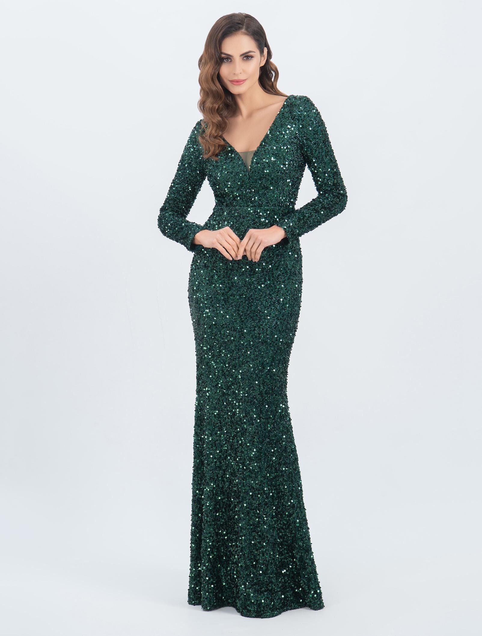 Funkelndes Paillettenkleid Adria - in Smaragdgrün Mit Einer Meerjungfrauenpassform von Irvalda