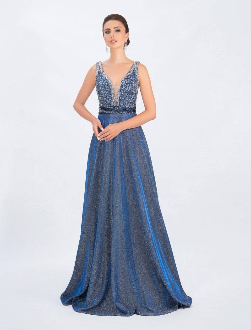 Hanna Abendkleid in Marine - Mit Glitzer, Pailletten Und Perlen von Irvalda