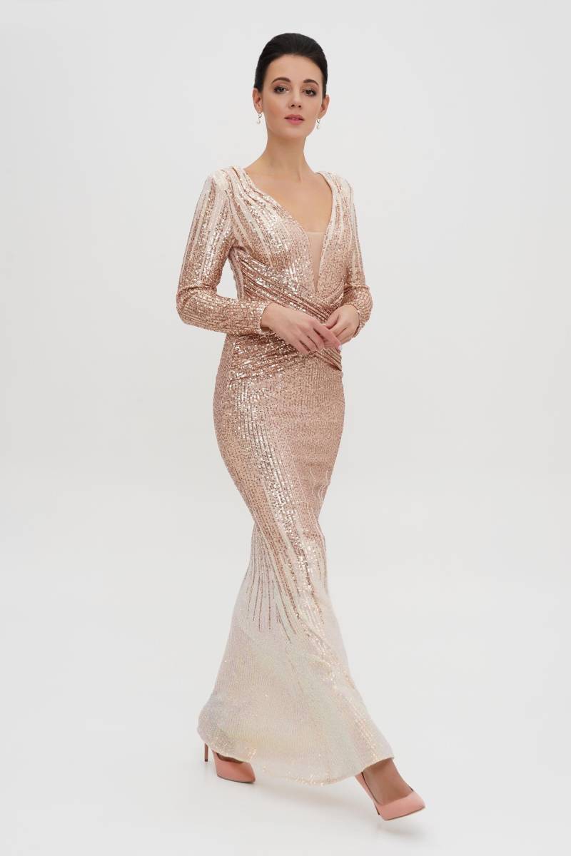 Rose-Gold Funkelndes Abendkleid Francisca von Irvalda