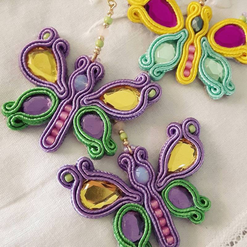 Schmetterling Ohrringe in Soutache "Mein Märchen"/Mehrfarbige Fantasie Schmetterling Ohrringe in Soutache "Mein Märchen"/Mehrfarbige Fantasie von IrynArs