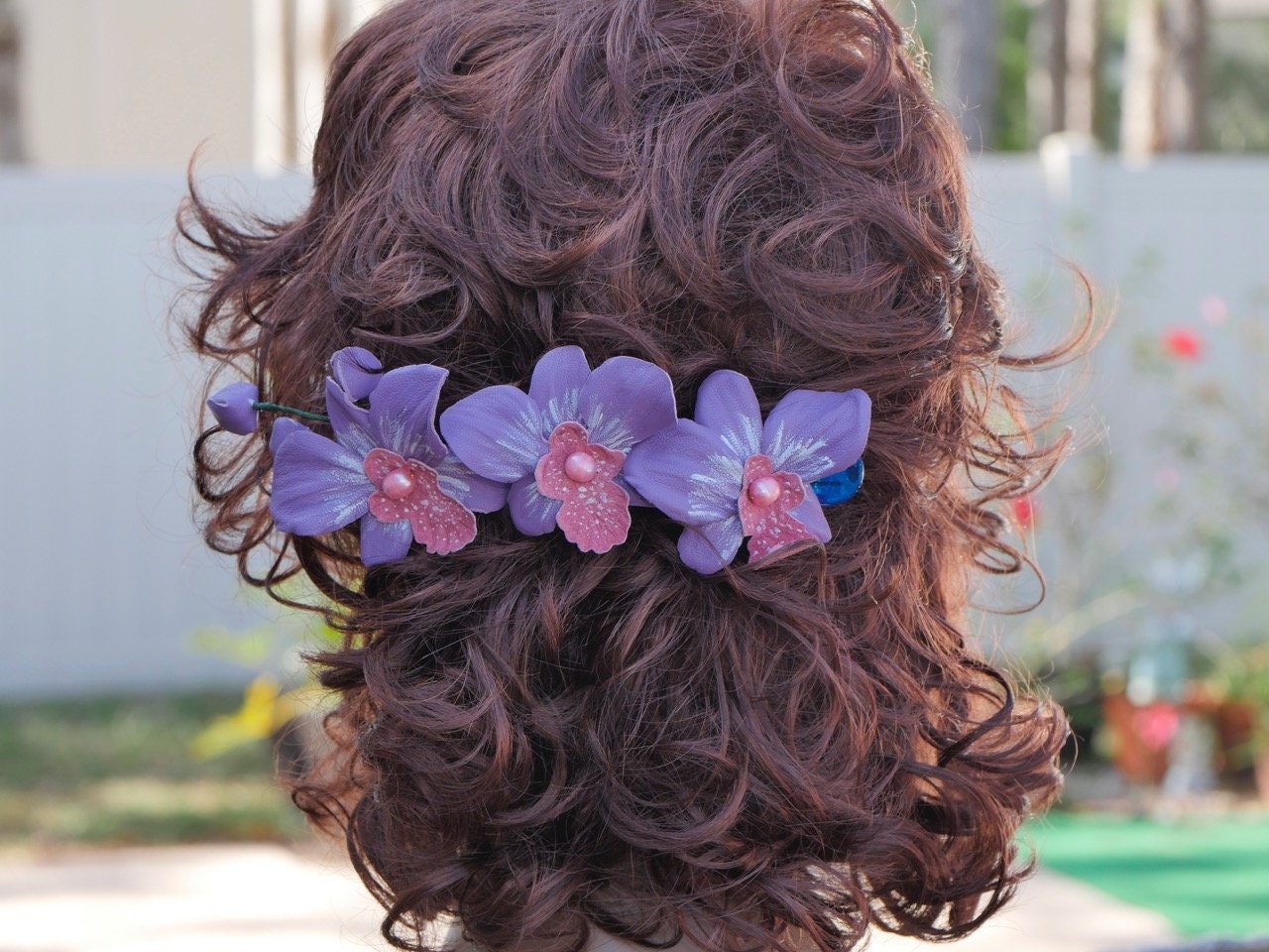 Orchidee Haarspange Leder Handwerk Handarbeit Muttertag 3. Jahrestag Blumen Geschenk Für Frau von IrynasArt