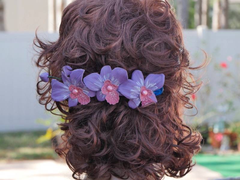 Orchidee Haarspange Leder Handwerk Handarbeit Muttertag 3. Jahrestag Blumen Geschenk Für Frau von IrynasArt