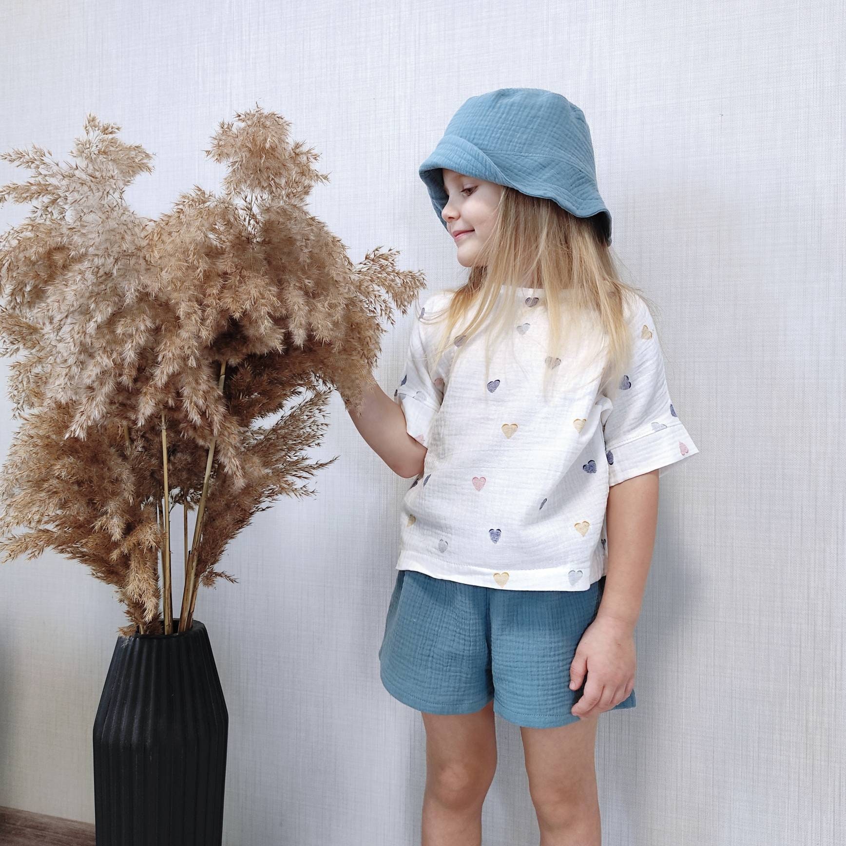 Musselin Kleinkind Mädchen Set Shorts Und T-Shirt Bio-Baby-Kleidung Double Gauze Kinder-Outfit, Handgemachte Kleidung Sommer Baumwolle Tragen von IrynkaUA