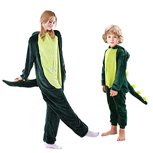 Irypulse Erwachsene Tier Kostüme Schlafanzüge Flanell Cosplay Nachtwäsche Jumpsuit Onesie Pyjama Neuheit Tieranzüge Overall Warm Unisex (Grün-L) von Irypulse