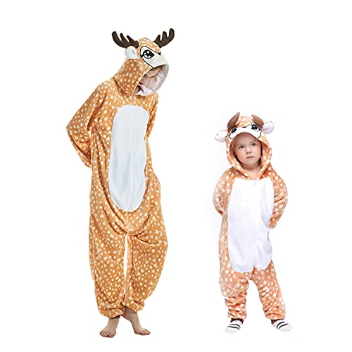 Irypulse Erwachsene Tier Kostüme Schlafanzüge Flanell Cosplay Nachtwäsche Jumpsuit Onesie Pyjama Neuheit Tieranzüge Overall Warm Unisex (Khaki-L) von Irypulse