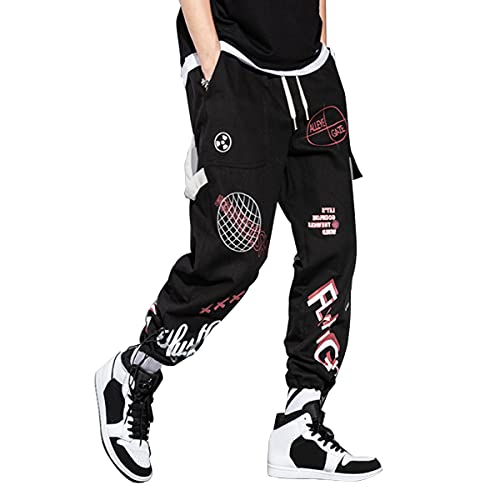 Irypulse Herren Cargohose Jogginghose Männer Atmungsaktiv Sweathose Sporthose Lange Hose Gummizug Trainingshose Freizeithosen Weich (Schwarz-5XL) von Irypulse