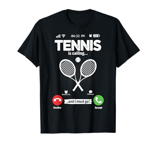 The Tennis Is Calling Retro Tennisschläger Herren Tennis T-Shirt von Is Calling... Funny Phone Screen Hobby Gifts Men