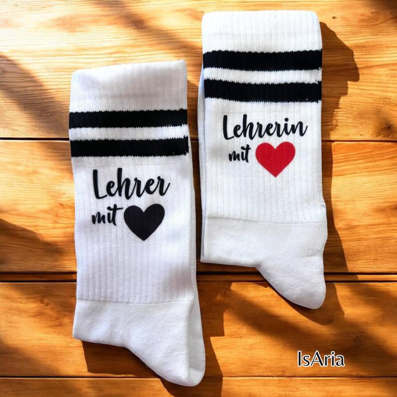 Lehrer Socken /Tennissocken/Lehrerin Mit Herz/ Lehrer-Geschenk/ Abschiedsgeschenk Schule/strümpfe/ Dankeschön von IsAriaHerzUndFaden