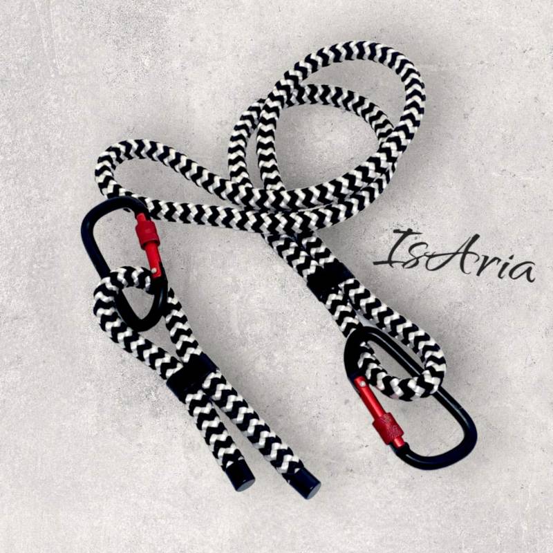 Männer Tau-Schlüsselband Schwarz-Weiß in Lang Oder Kurz Mit Karabiner/Lanyard/ Stabil/Robust/Segeltau von IsAriaHerzUndFaden