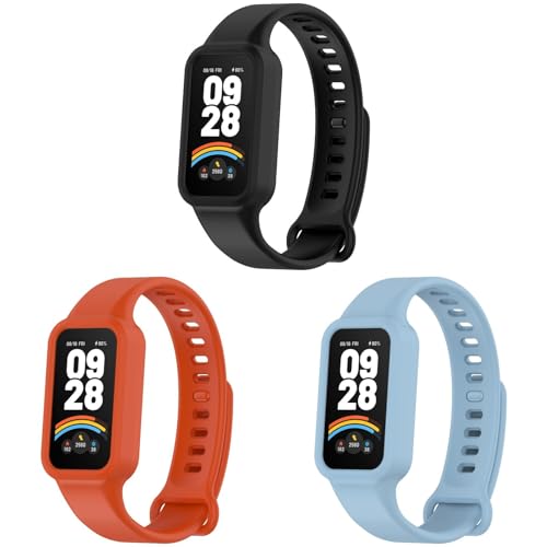 3 Stück Armband für Xiaomi Smart Band 9 Active Armband Damen Herren, Weiches Silikon Armbänder Wasserdichtes Sport Uhrenarmband Verstellbares Ersatzarmband für Xiaomi Band 9 Active von IsMoon