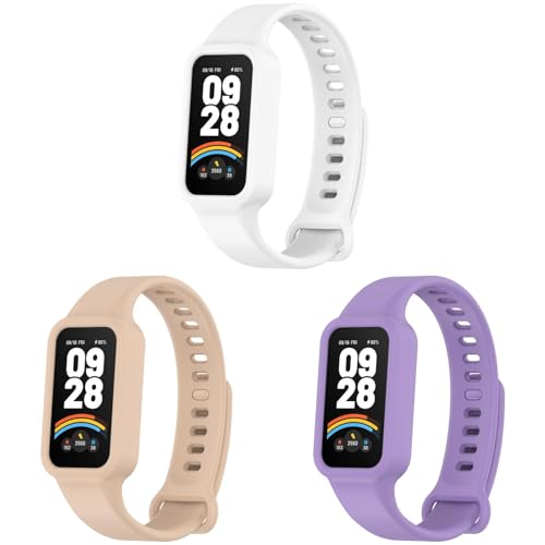 3 Stück Armband für Xiaomi Smart Band 9 Active Armband Damen Herren, Weiches Silikon Armbänder Wasserdichtes Sport Uhrenarmband Verstellbares Ersatzarmband für Xiaomi Band 9 Active von IsMoon